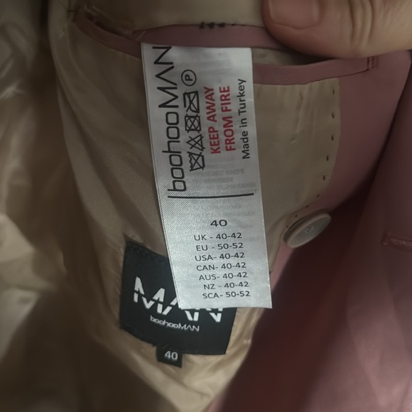 Boohoo Men's Double-Breasted Blazer in Rose dusty rose light pink size 40 - Picture 4 of 5